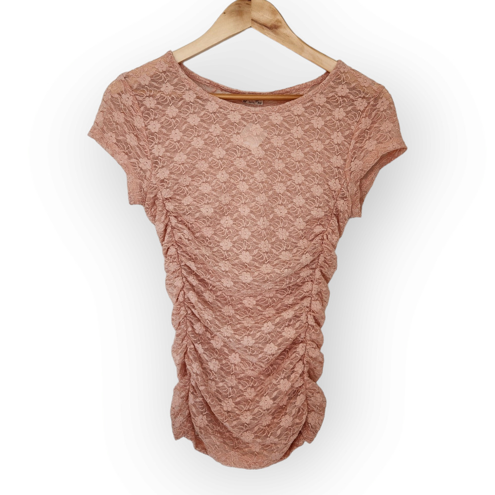 Free People Lace Blouse in Dusty Pink